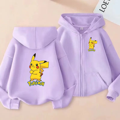 Children's Zipper Style Anime Movie Electric Mouse Print Sweatshirt Coat Boys Girls3-12Yrs Hoodie Sports Casual Cardigan Clothes
