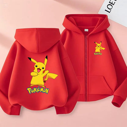 Children's Zipper Style Anime Movie Electric Mouse Print Sweatshirt Coat Boys Girls3-12Yrs Hoodie Sports Casual Cardigan Clothes