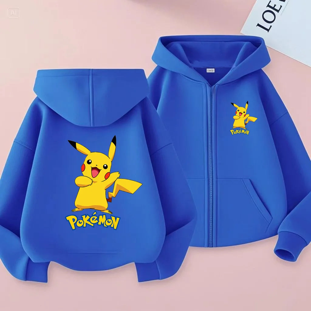 Children's Zipper Style Anime Movie Electric Mouse Print Sweatshirt Coat Boys Girls3-12Yrs Hoodie Sports Casual Cardigan Clothes