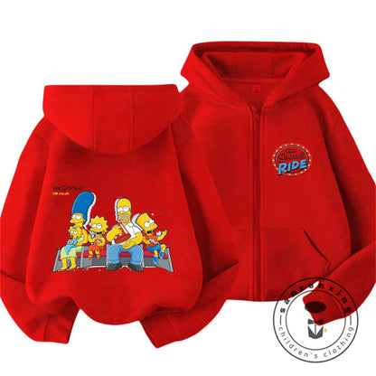 Children The Simpsons Cartoon Zip Hoodie Autumn Winter Boys Girls Cute Kawaii Trendy New Kids Hooded Sweatshirt 3 14 Years