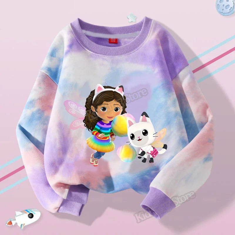 Gabby Dollhouse Children Hooded Sweater Anime Printed Hoodies Cartoon Long Sleeved Spring Autumn Sweatshirts Kids Clothes Gift