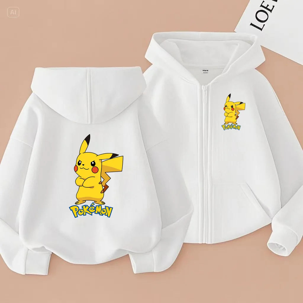 Children's Zipper Style Anime Movie Electric Mouse Print Sweatshirt Coat Boys Girls3-12Yrs Hoodie Sports Casual Cardigan Clothes