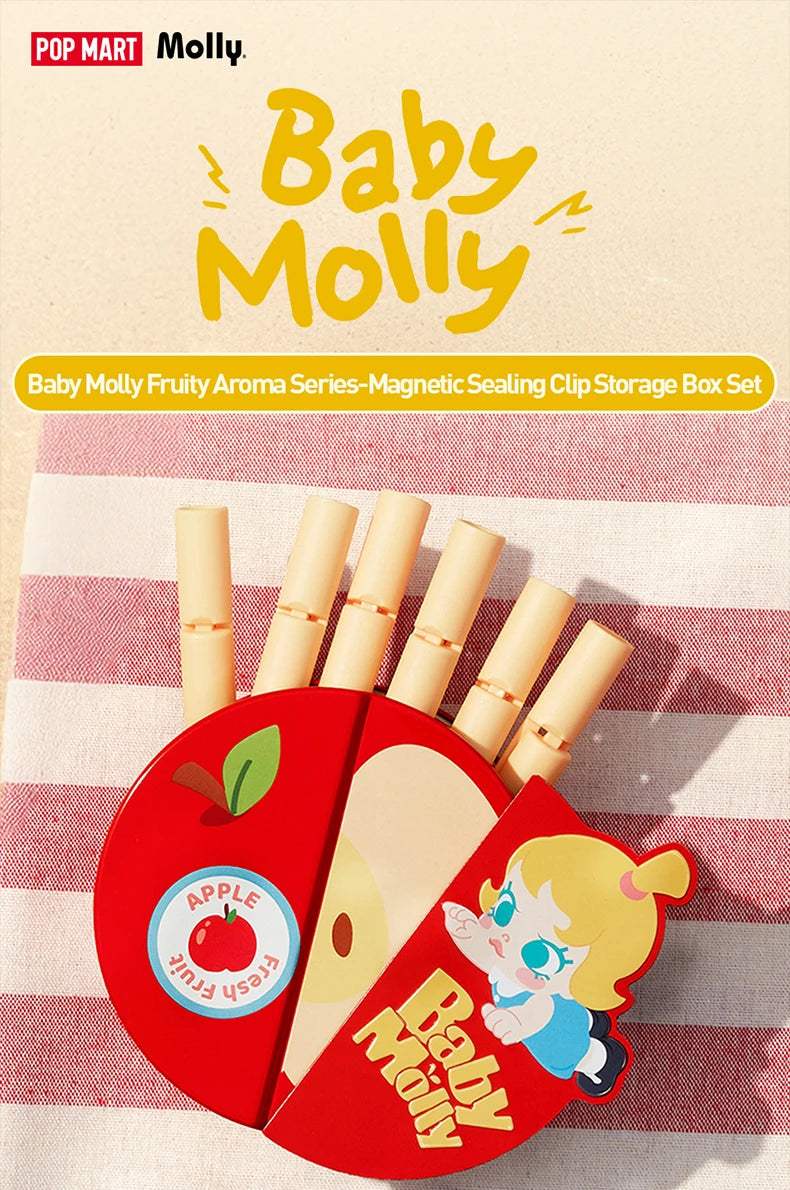 POP MART Baby Molly Fruity Aroma Series-Magnetic Sealing Clip Storage Box Set Mystery Box 1PC/6PCS