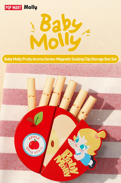 POP MART Baby Molly Fruity Aroma Series-Magnetic Sealing Clip Storage Box Set Mystery Box 1PC/6PCS
