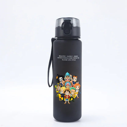 Borraccia Sportiva per Bambini da 650ml, Design Anime Zoro-Luffy, con Corda per Trasporto, Bottiglia Portatile per Acqua
