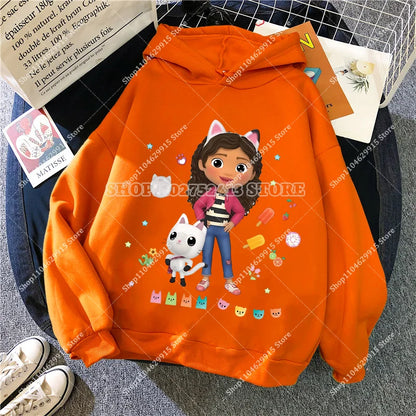Gabby Dollhouse Sweatshirt Cute Anime Cartoon Girls Cotton Fashion Casual Sports Thin Tops Spring Autumn Children Clothes Gifts