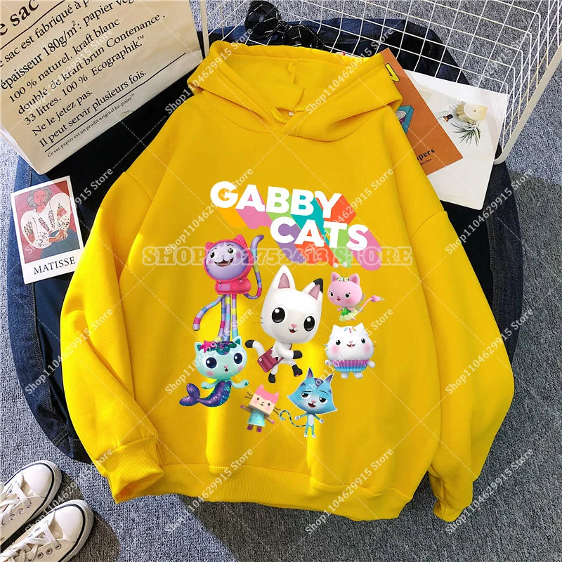 Gabby Dollhouse Sweatshirt Cute Anime Cartoon Girls Cotton Fashion Casual Sports Thin Tops Spring Autumn Children Clothes Gifts