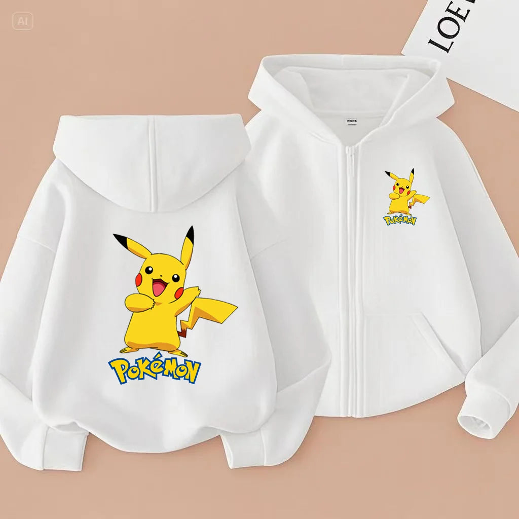 Children's Zipper Style Anime Movie Electric Mouse Print Sweatshirt Coat Boys Girls3-12Yrs Hoodie Sports Casual Cardigan Clothes