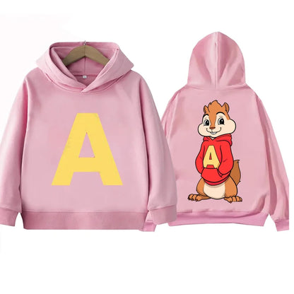 Cartoon Kid Boy Hoodie Alvin and The Chipmunks Green and Red Children's Hoodies Movie Promotion Animation Long Sleeve Sweatshirt