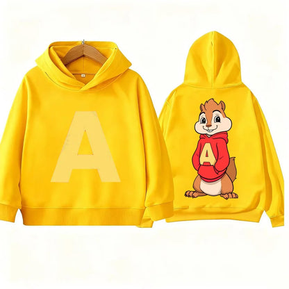 Cartoon Kid Boy Hoodie Alvin and The Chipmunks Green and Red Children's Hoodies Movie Promotion Animation Long Sleeve Sweatshirt