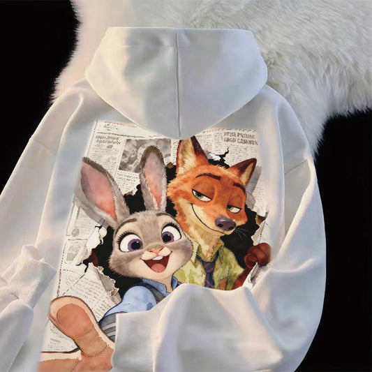 Zootopia Judy Nick Printed Anime Theme Personalized Trendy Casual Top Men's and Women's Sweatshirt Unisex Children's Hoodie