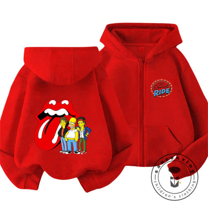Children The Simpsons Cartoon Zip Hoodie Autumn Winter Boys Girls Cute Kawaii Trendy New Kids Hooded Sweatshirt 3 14 Years