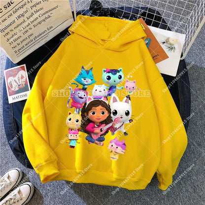 Gabby Dollhouse Sweatshirt Cute Anime Cartoon Girls Cotton Fashion Casual Sports Thin Tops Spring Autumn Children Clothes Gifts