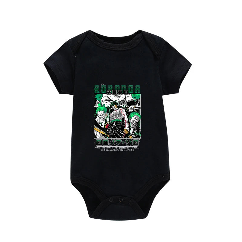 Tutina per Neonati in Cotone con Stampa Anime Zoro-Luffy, Abbigliamento per Bambini 3-24 Mesi, Body Morbido e Sicuro