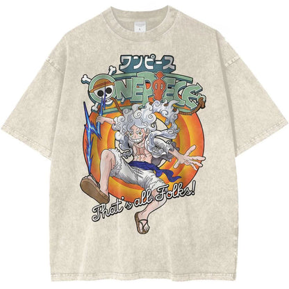 One Piece Vintage Tee Monkey D Luffy Anime Shirt Men's 2026 Summer Fashion Oversize Street Harajuku Y2K High Quality Clothing