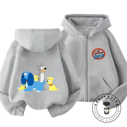 Children The Simpsons Cartoon Zip Hoodie Autumn Winter Boys Girls Cute Kawaii Trendy New Kids Hooded Sweatshirt 3 14 Years
