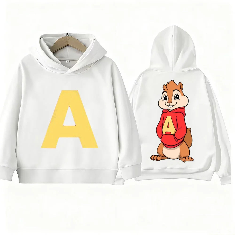 Cartoon Kid Boy Hoodie Alvin and The Chipmunks Green and Red Children's Hoodies Movie Promotion Animation Long Sleeve Sweatshirt