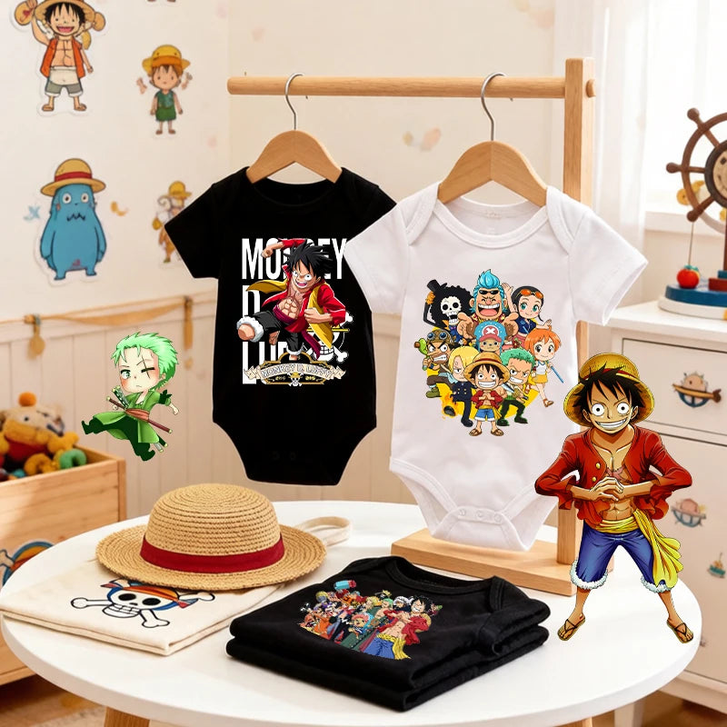 Tutina per Neonati in Cotone con Stampa Anime Zoro-Luffy, Abbigliamento per Bambini 3-24 Mesi, Body Morbido e Sicuro
