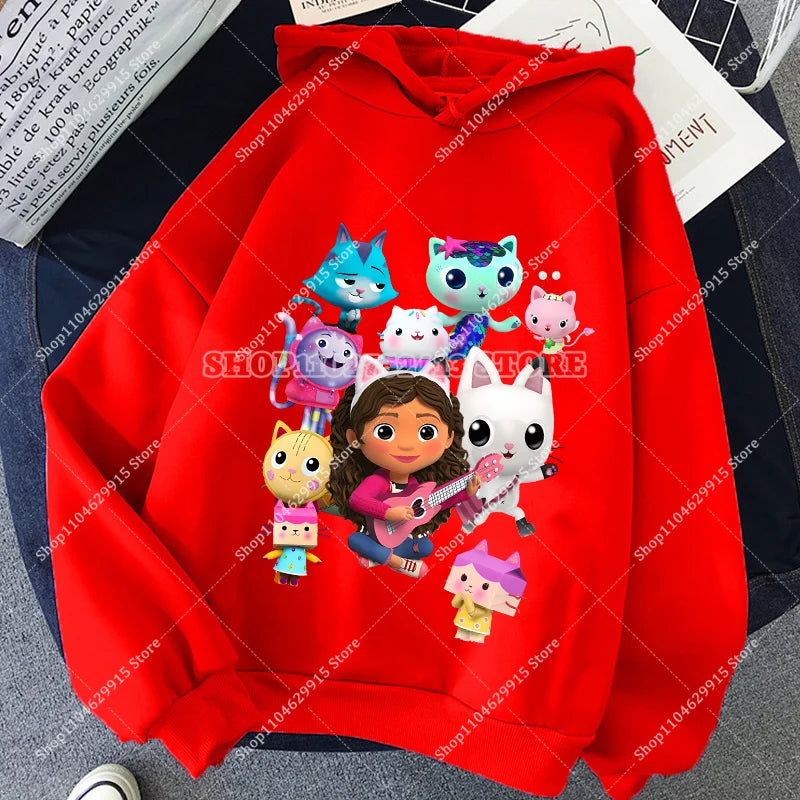 Gabby Dollhouse Sweatshirt Cute Anime Cartoon Girls Cotton Fashion Casual Sports Thin Tops Spring Autumn Children Clothes Gifts