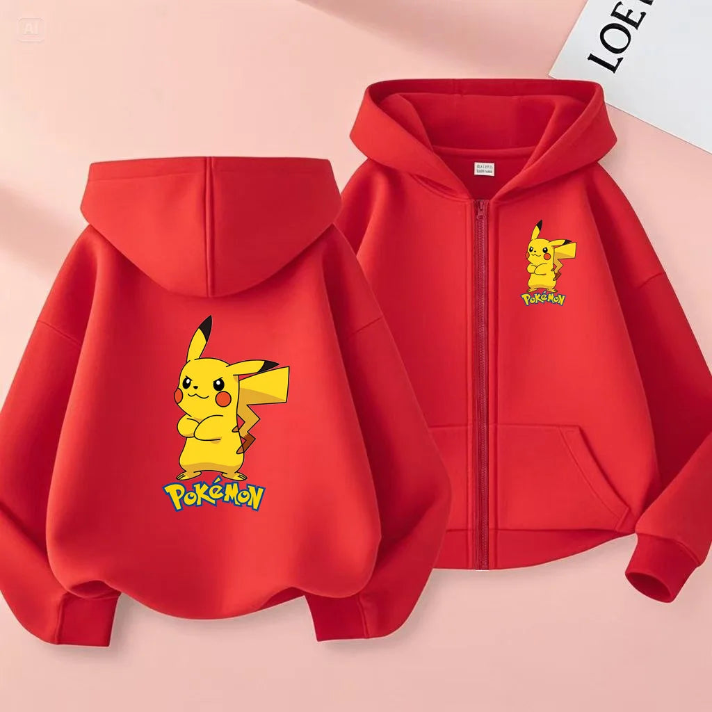 Children's Zipper Style Anime Movie Electric Mouse Print Sweatshirt Coat Boys Girls3-12Yrs Hoodie Sports Casual Cardigan Clothes