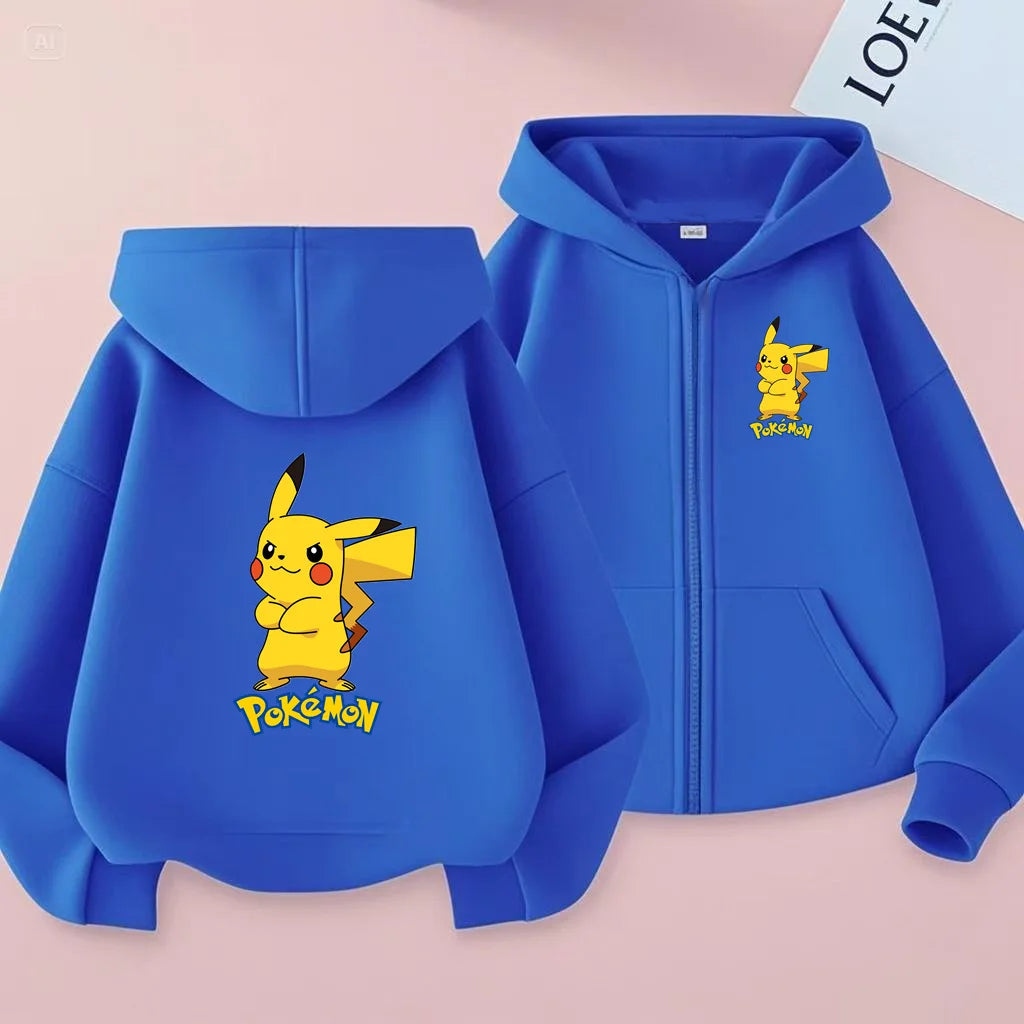Children's Zipper Style Anime Movie Electric Mouse Print Sweatshirt Coat Boys Girls3-12Yrs Hoodie Sports Casual Cardigan Clothes