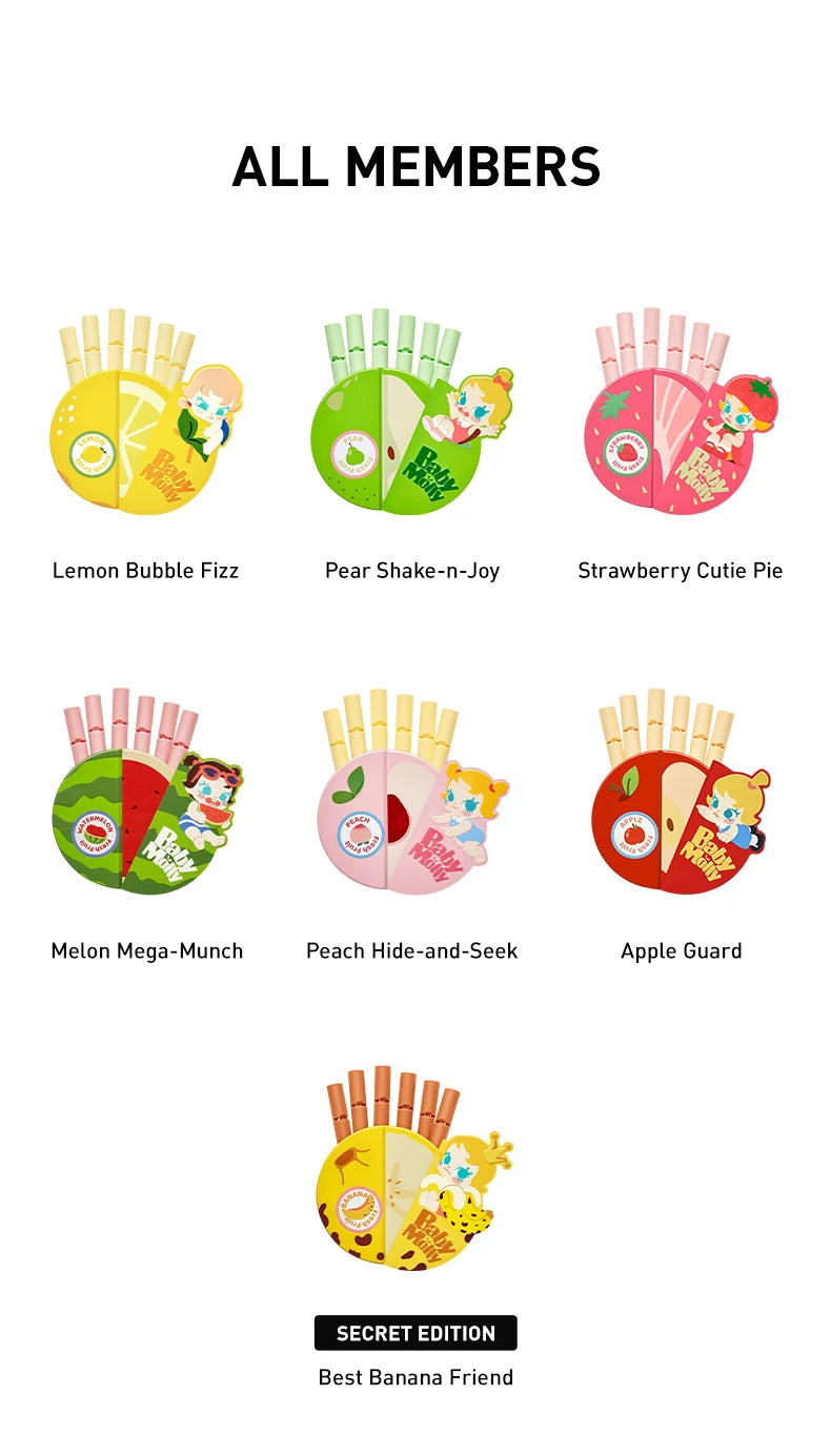 POP MART Baby Molly Fruity Aroma Series-Magnetic Sealing Clip Storage Box Set Mystery Box 1PC/6PCS