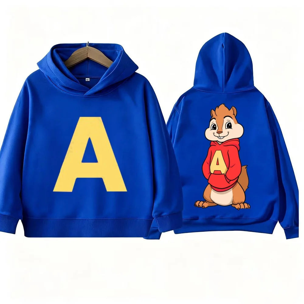 Cartoon Kid Boy Hoodie Alvin and The Chipmunks Green and Red Children's Hoodies Movie Promotion Animation Long Sleeve Sweatshirt