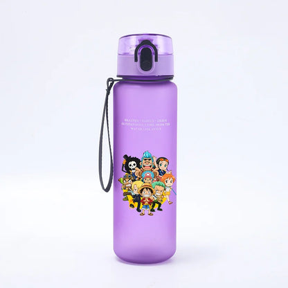 Borraccia Sportiva per Bambini da 650ml, Design Anime Zoro-Luffy, con Corda per Trasporto, Bottiglia Portatile per Acqua