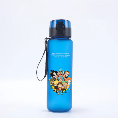 Borraccia Sportiva per Bambini da 650ml, Design Anime Zoro-Luffy, con Corda per Trasporto, Bottiglia Portatile per Acqua