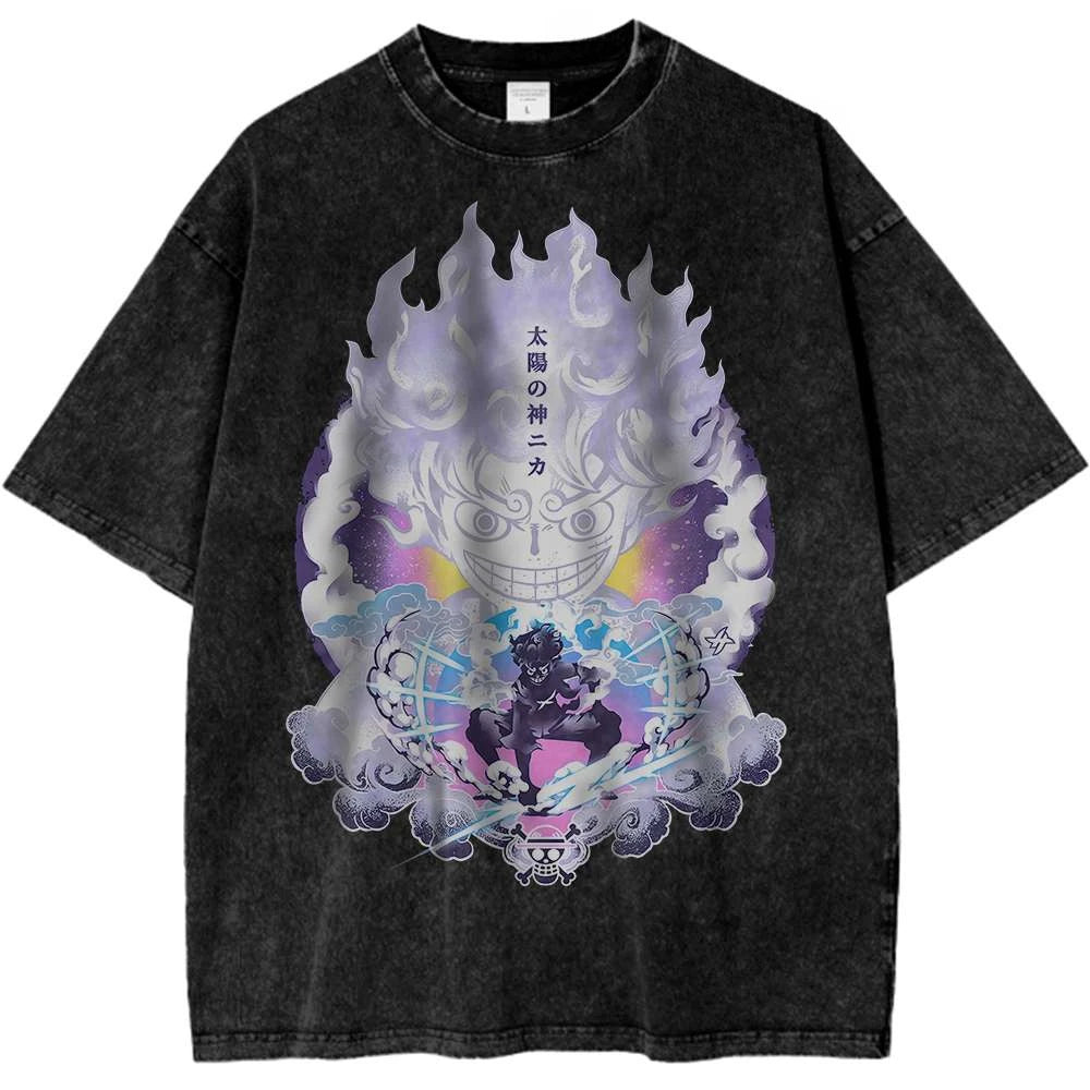 One Piece Vintage Tee Monkey D Luffy Anime Shirt Men's 2026 Summer Fashion Oversize Street Harajuku Y2K High Quality Clothing