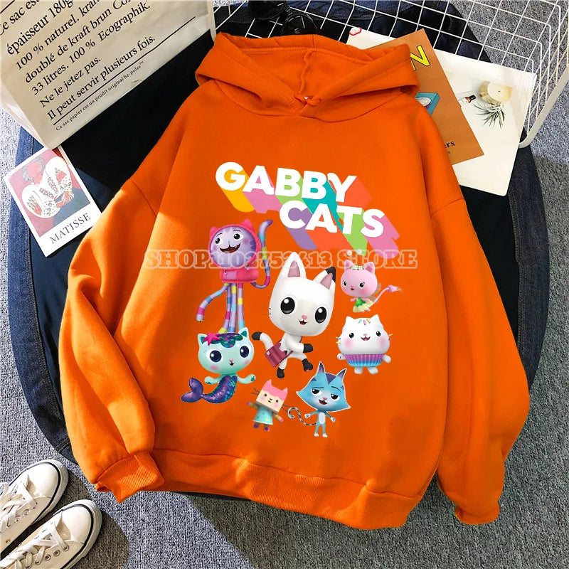 Gabby Dollhouse Sweatshirt Cute Anime Cartoon Girls Cotton Fashion Casual Sports Thin Tops Spring Autumn Children Clothes Gifts