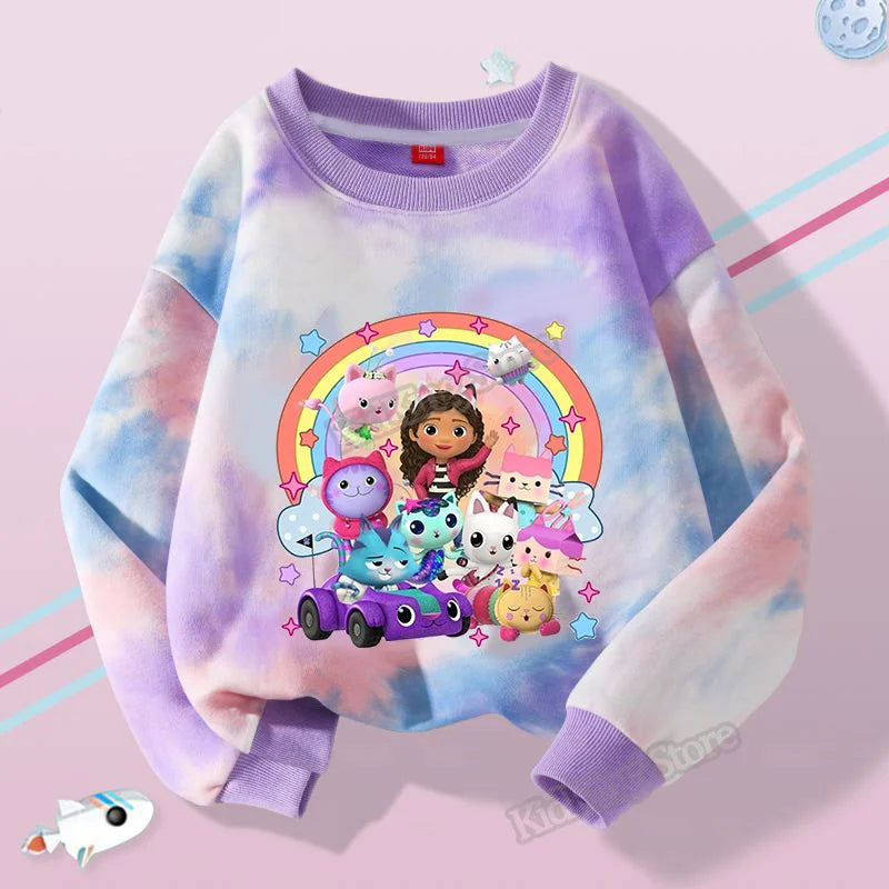 Gabby Dollhouse Children Hooded Sweater Anime Printed Hoodies Cartoon Long Sleeved Spring Autumn Sweatshirts Kids Clothes Gift