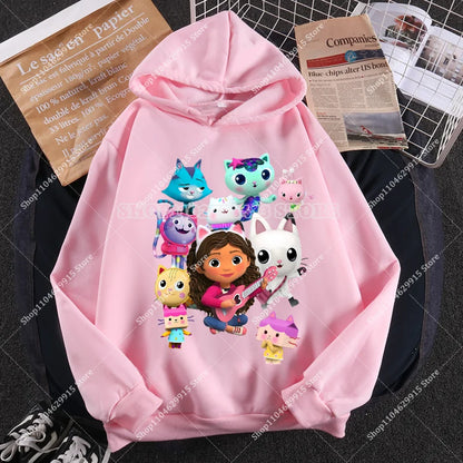 Gabby Dollhouse Sweatshirt Cute Anime Cartoon Girls Cotton Fashion Casual Sports Thin Tops Spring Autumn Children Clothes Gifts