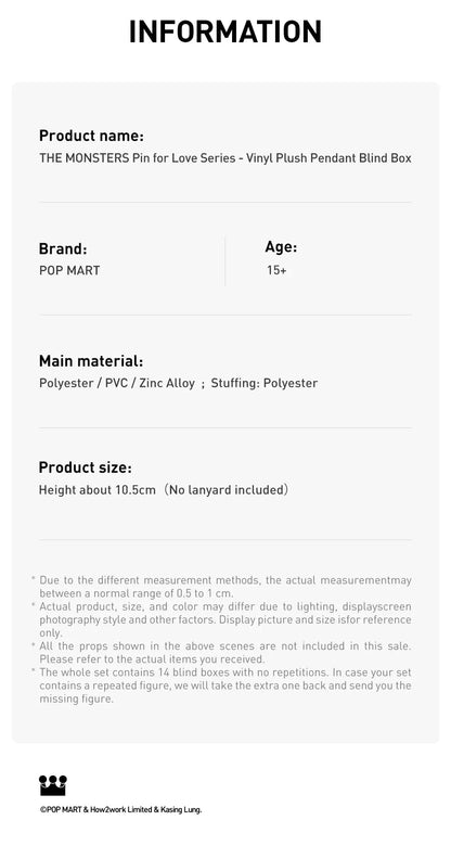 POP MART The Monsters Labubu V4 Pin for Love Series Mystery Blind Box Vinyl Face Plush Doll Pendant Keychain Toy Christmas Gifts