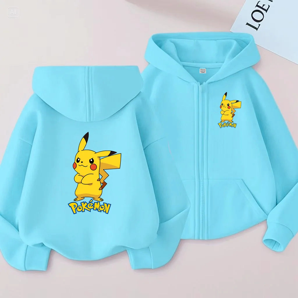 Children's Zipper Style Anime Movie Electric Mouse Print Sweatshirt Coat Boys Girls3-12Yrs Hoodie Sports Casual Cardigan Clothes