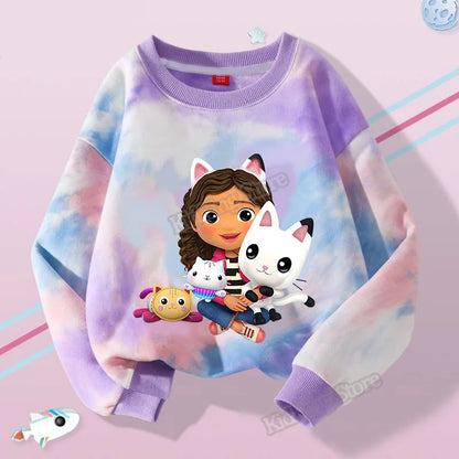 Gabby Dollhouse Children Hooded Sweater Anime Printed Hoodies Cartoon Long Sleeved Spring Autumn Sweatshirts Kids Clothes Gift