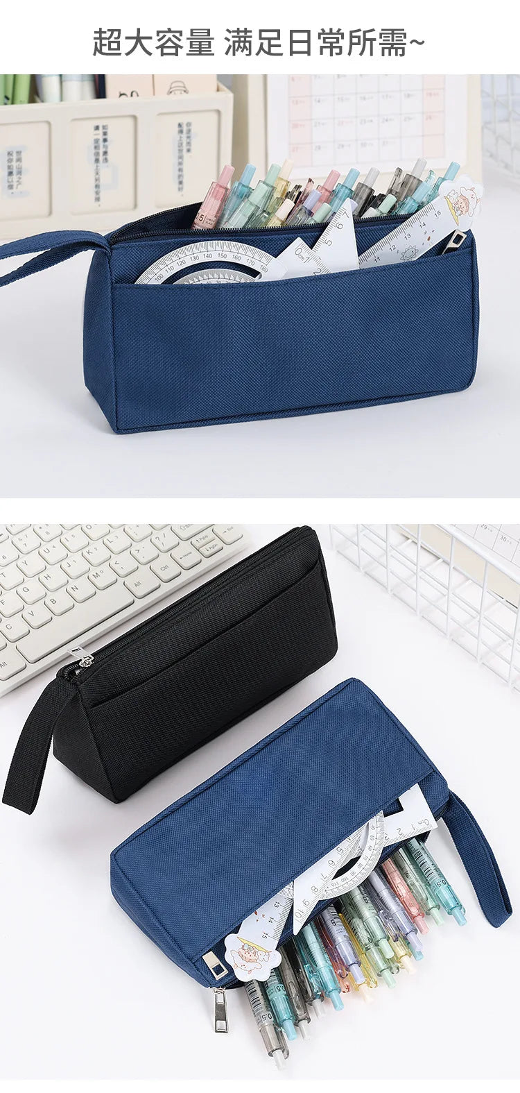 Astuccio per matite One Piece per ragazzi, a doppio strato, portatile, in tessuto Oxford, semplice, carino, con personaggi dei videogiochi, grande capacità, in tela, per bambini, anime