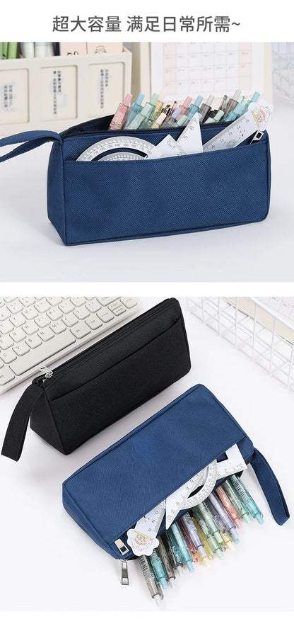 Astuccio per matite One Piece per ragazzi, a doppio strato, portatile, in tessuto Oxford, semplice, carino, con personaggi dei videogiochi, grande capacità, in tela, per bambini, anime