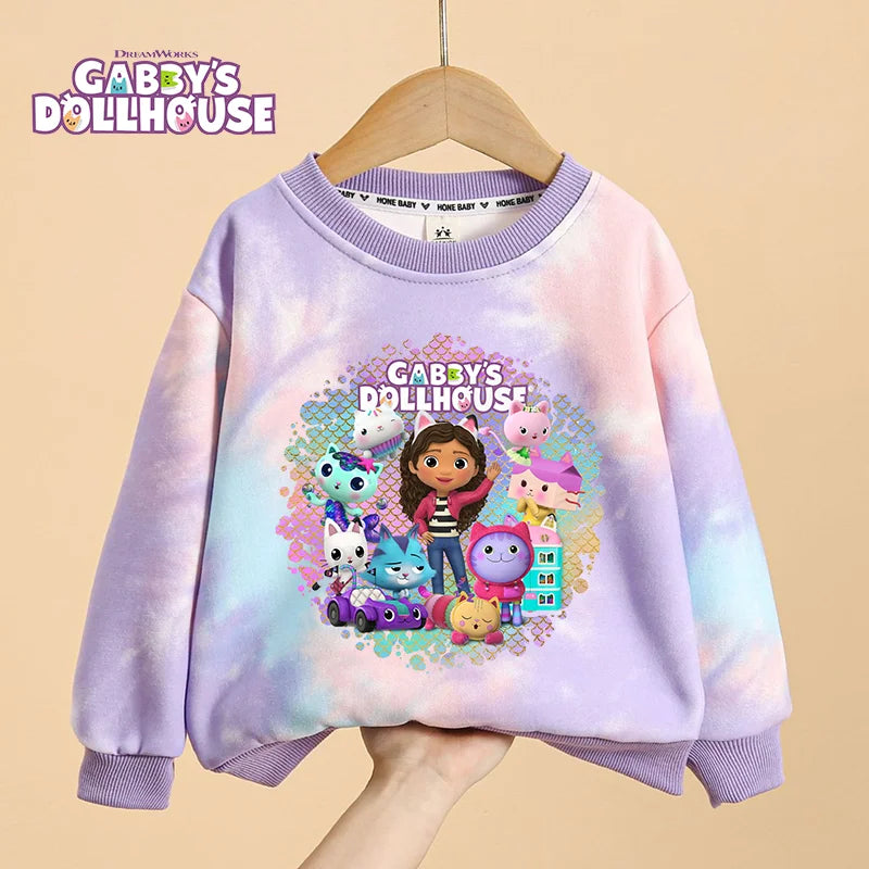 Gabby Dollhouse Children Hooded Sweater Anime Printed Hoodies Cartoon Long Sleeved Spring Autumn Sweatshirts Kids Clothes Gift