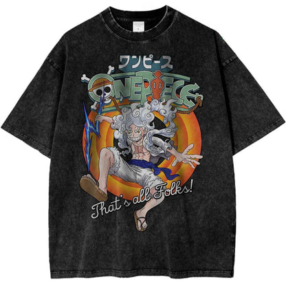 One Piece Vintage Tee Monkey D Luffy Anime Shirt Men's 2026 Summer Fashion Oversize Street Harajuku Y2K High Quality Clothing