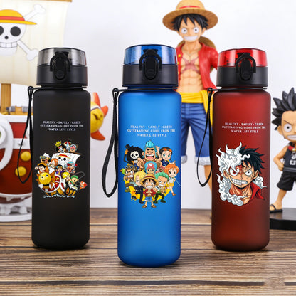 Borraccia Sportiva per Bambini da 650ml, Design Anime Zoro-Luffy, con Corda per Trasporto, Bottiglia Portatile per Acqua