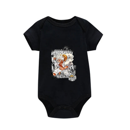Tutina per Neonati in Cotone con Stampa Anime Zoro-Luffy, Abbigliamento per Bambini 3-24 Mesi, Body Morbido e Sicuro