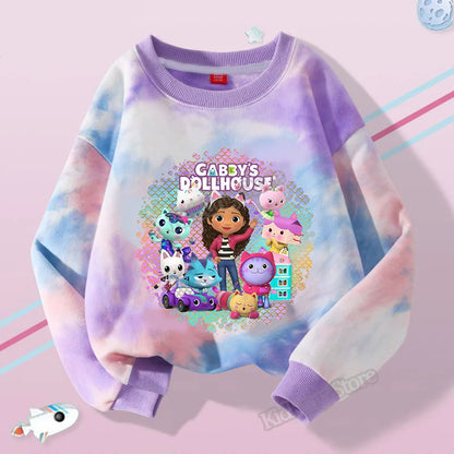 Gabby Dollhouse Children Hooded Sweater Anime Printed Hoodies Cartoon Long Sleeved Spring Autumn Sweatshirts Kids Clothes Gift