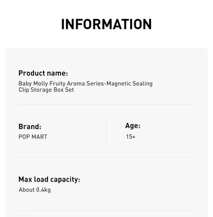 POP MART Baby Molly Fruity Aroma Series-Magnetic Sealing Clip Storage Box Set Mystery Box 1PC/6PCS