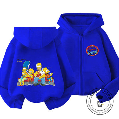Children The Simpsons Cartoon Zip Hoodie Autumn Winter Boys Girls Cute Kawaii Trendy New Kids Hooded Sweatshirt 3 14 Years
