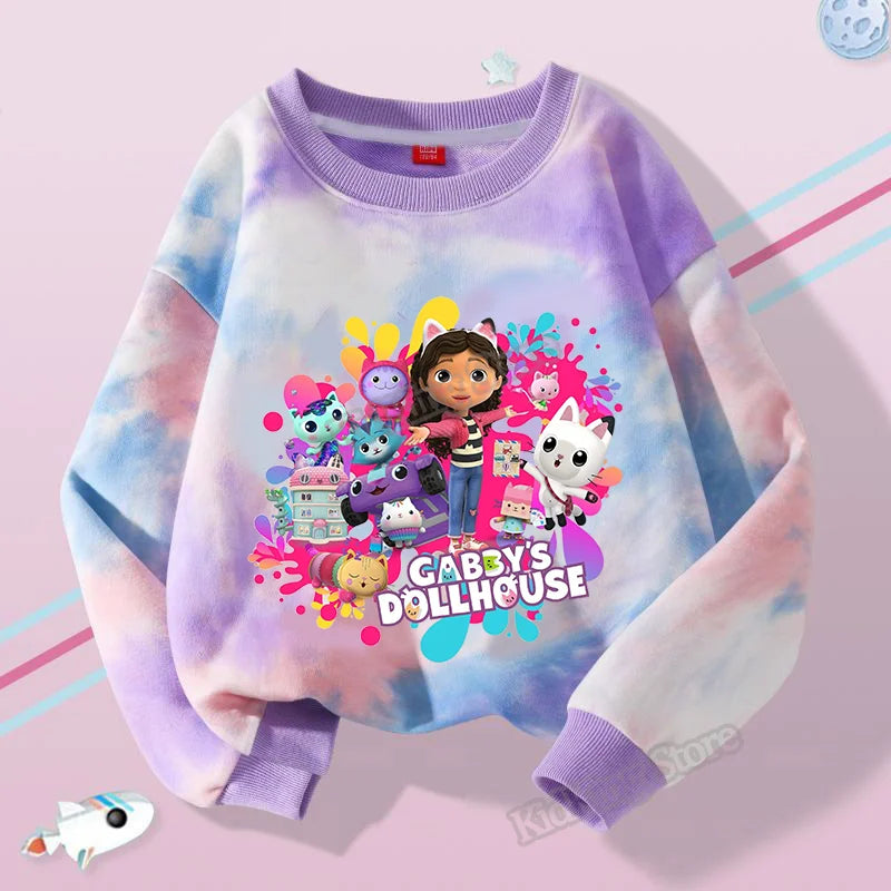 Gabby Dollhouse Children Hooded Sweater Anime Printed Hoodies Cartoon Long Sleeved Spring Autumn Sweatshirts Kids Clothes Gift