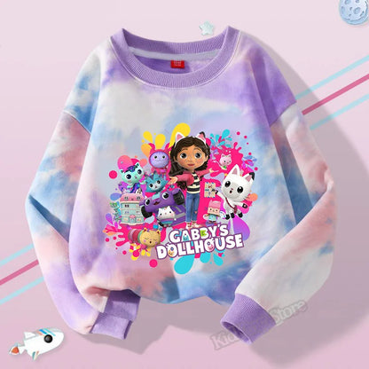 Gabby Dollhouse Children Hooded Sweater Anime Printed Hoodies Cartoon Long Sleeved Spring Autumn Sweatshirts Kids Clothes Gift