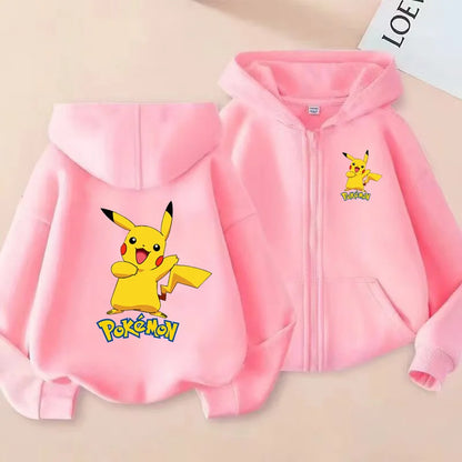 Children's Zipper Style Anime Movie Electric Mouse Print Sweatshirt Coat Boys Girls3-12Yrs Hoodie Sports Casual Cardigan Clothes