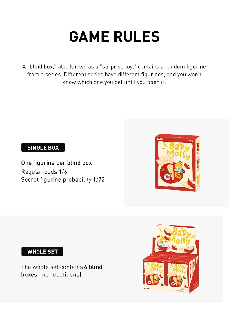 POP MART Baby Molly Fruity Aroma Series-Magnetic Sealing Clip Storage Box Set Mystery Box 1PC/6PCS