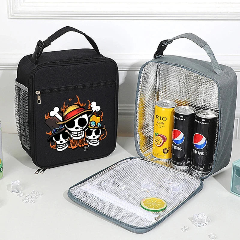 Borsa Termica per Pranzo One Piece per Ragazzi, in Alluminio Isolante, Spessa, con Design Carino a Tema Anime, per Studenti e Lavoratori d'Ufficio